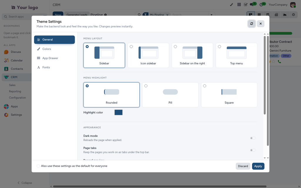Clean Pro Backend Theme: Settings