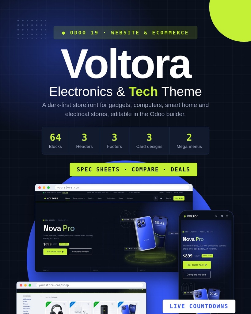 Voltora Electronics & Tech Theme: Dashboard